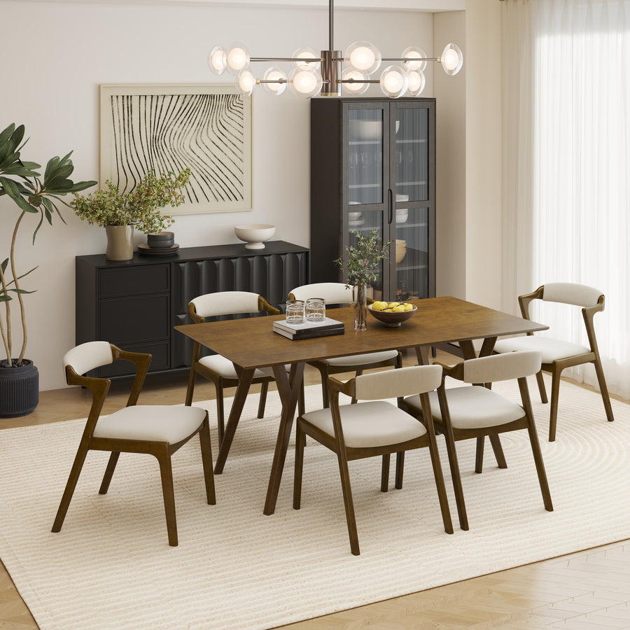 6 Seater 7 piece walnut dining set