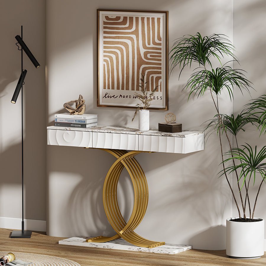 White Gold Side Table