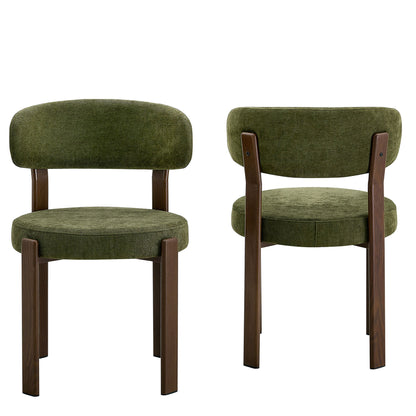 Charcoal green set of 2 piece 4 piece dining chair with curved back and wooden legs