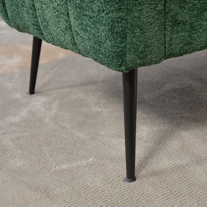 Pash Chenille Dark Green Love Seats with wooden leg