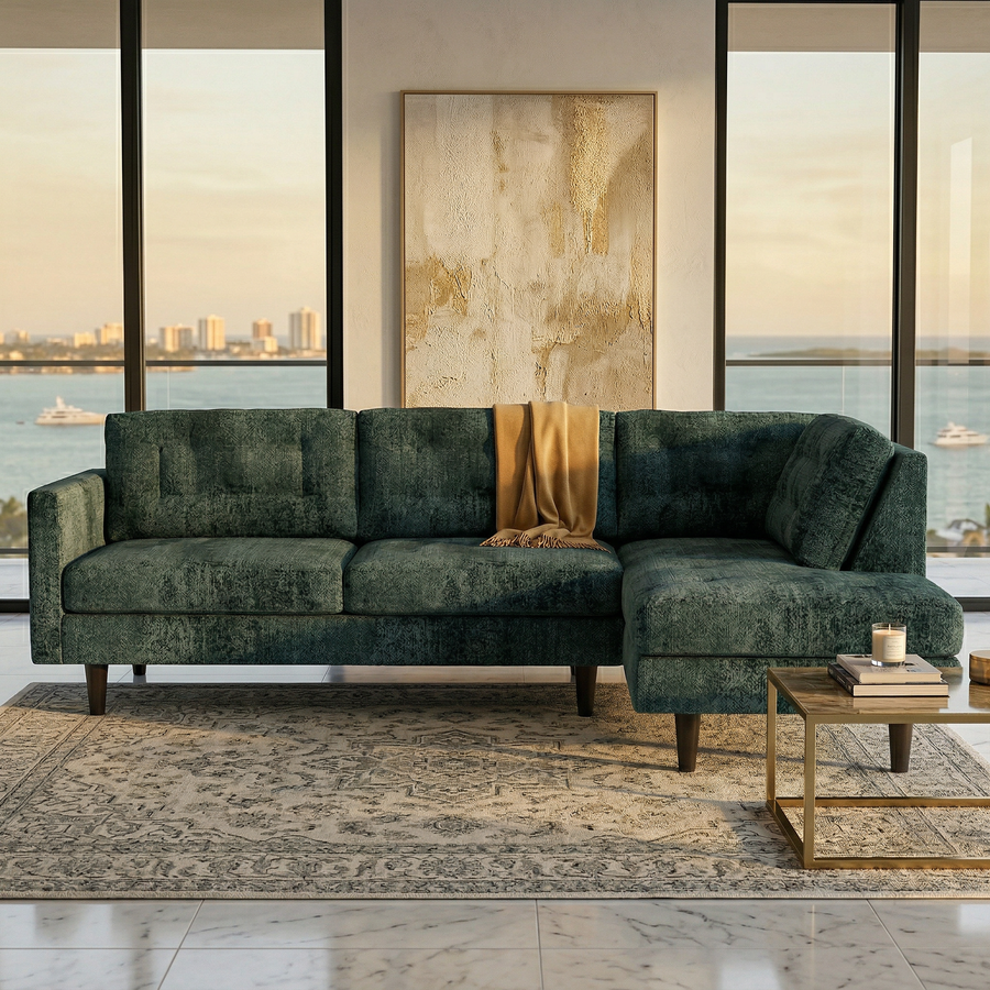 Charcoal Green sectional sofa