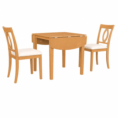 beige 3 Piece 5 piece Dual Drop Leaf Dining Set