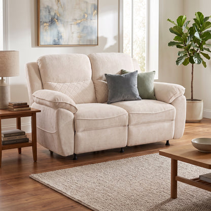 2 seater beige power recliner sofa