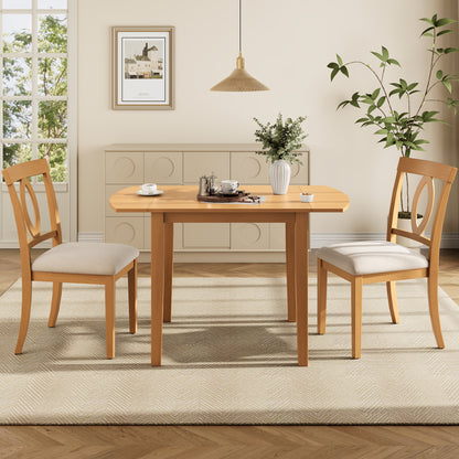 beige 3 Piece Dual Drop Leaf Dining Set