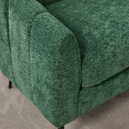 Pash Chenille Dark Green Love Seats with wooden leg