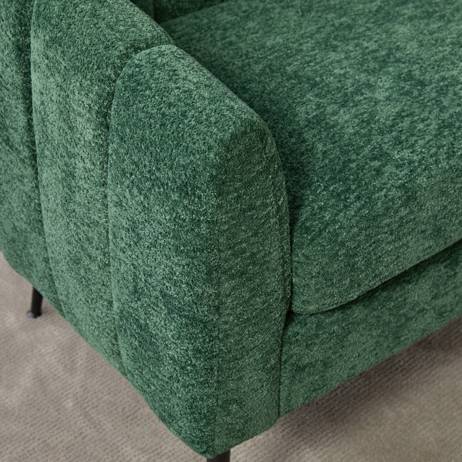 Pash Chenille Dark Green Love Seats with wooden leg