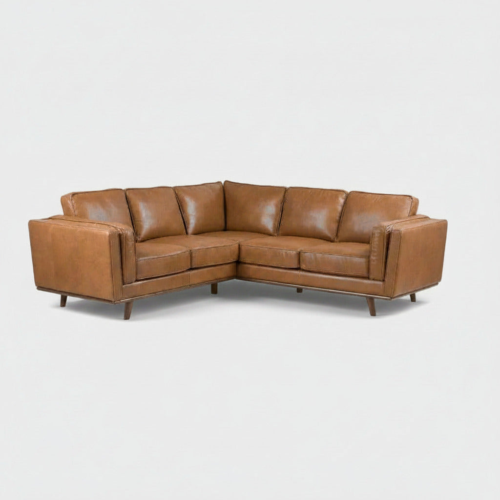 Ferra Tan Leather Corner Sofa