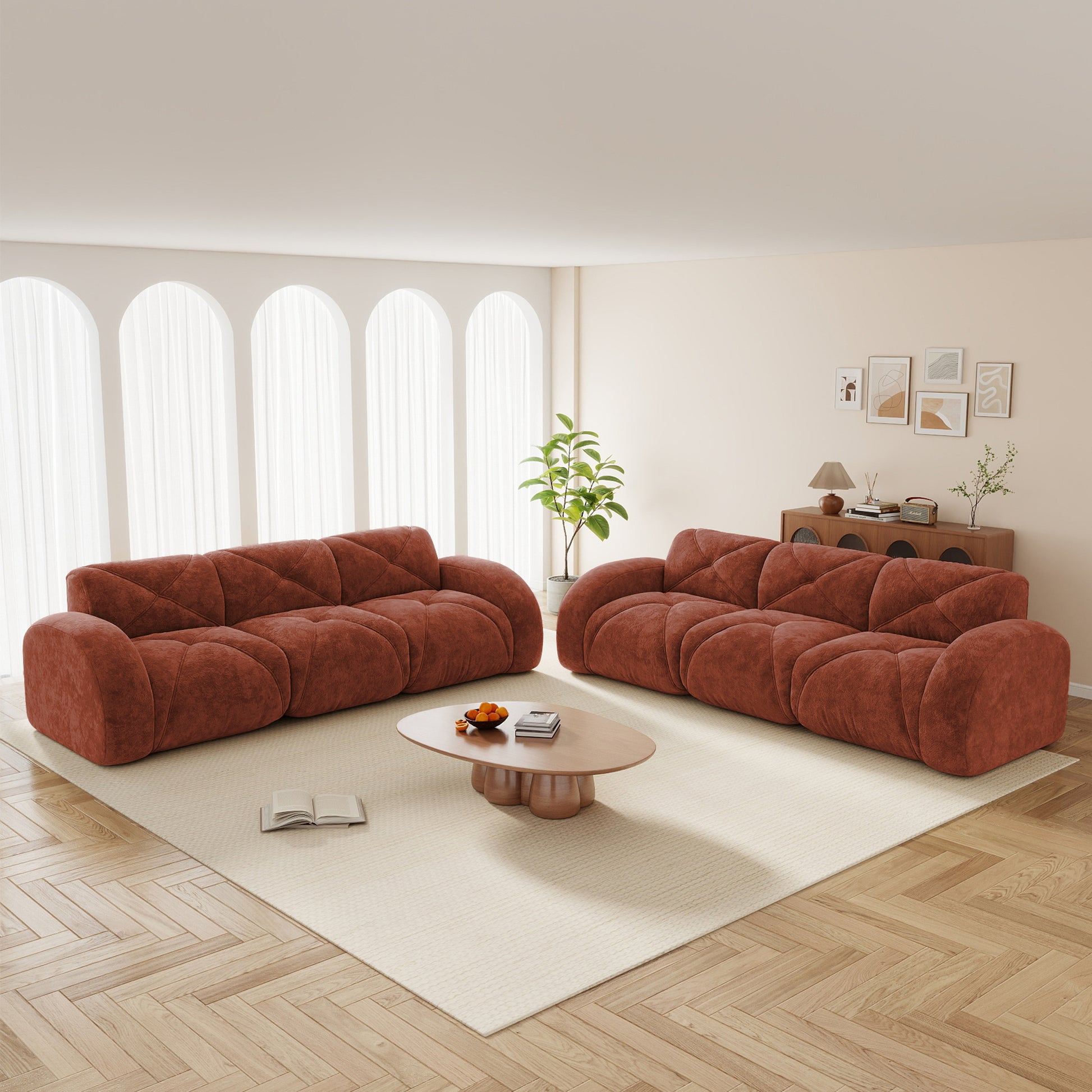 Red Brown Modular Sofa