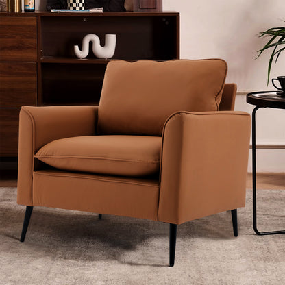 Brown Leather Upholstered Sofa Chair 2PC Casual Living Room Balcony Bedroom Lounge Set