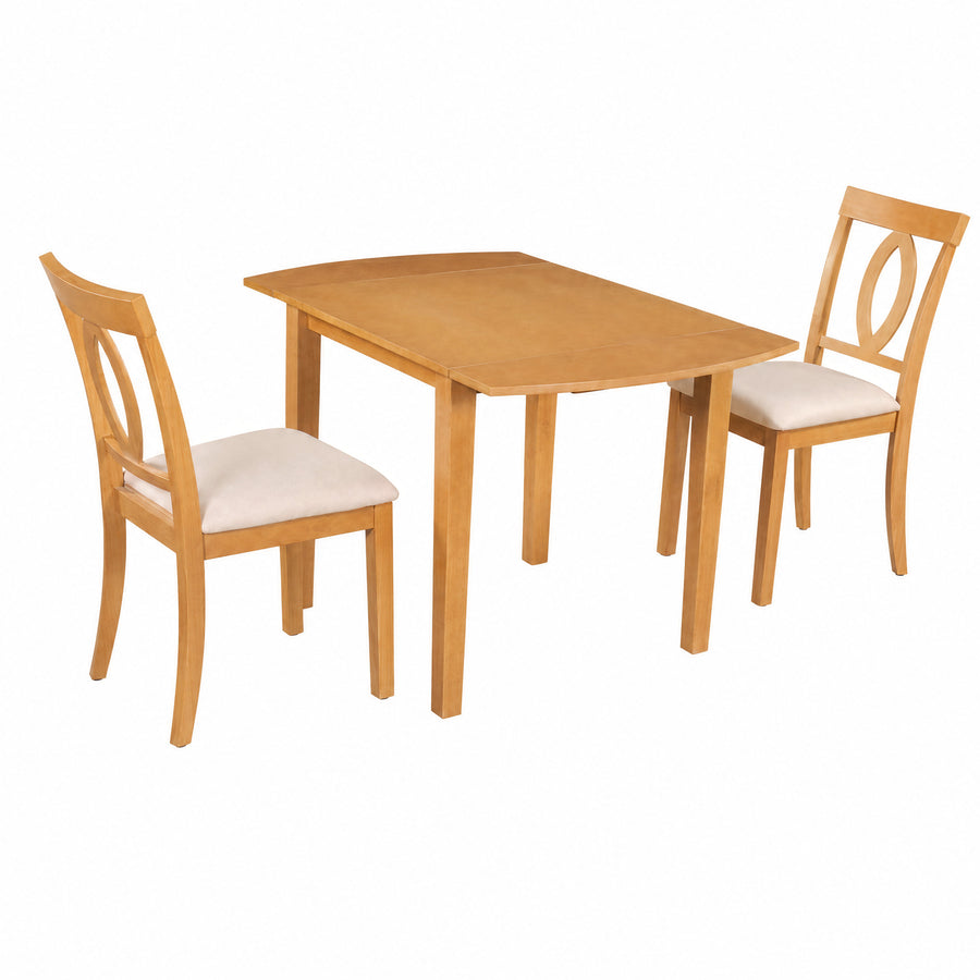 beige 3 Piece 5 piece Dual Drop Leaf Dining Set
