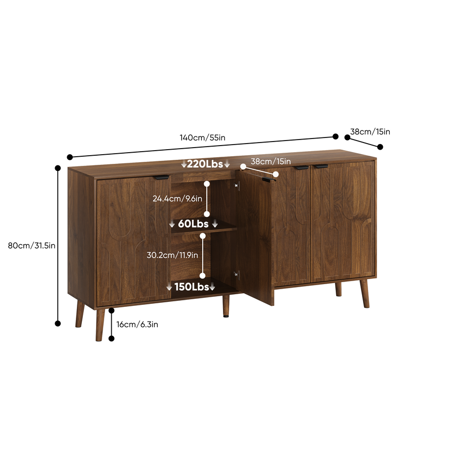 lefty 55" serving cabinet wooden
