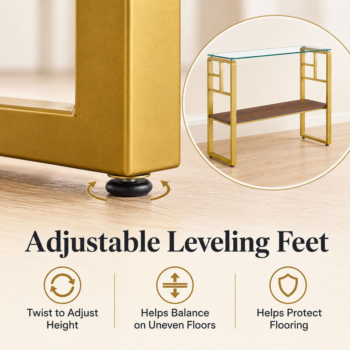 side table with metal frame and glass top