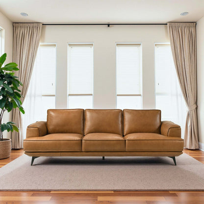 Ferra Genuine Tan Leather Sofa
