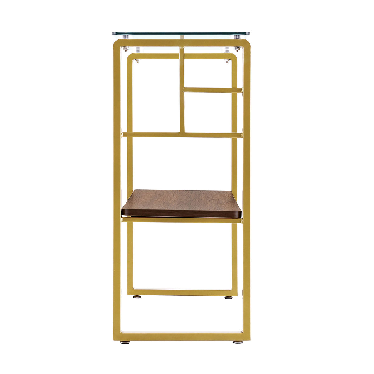 side table with metal frame and glass top