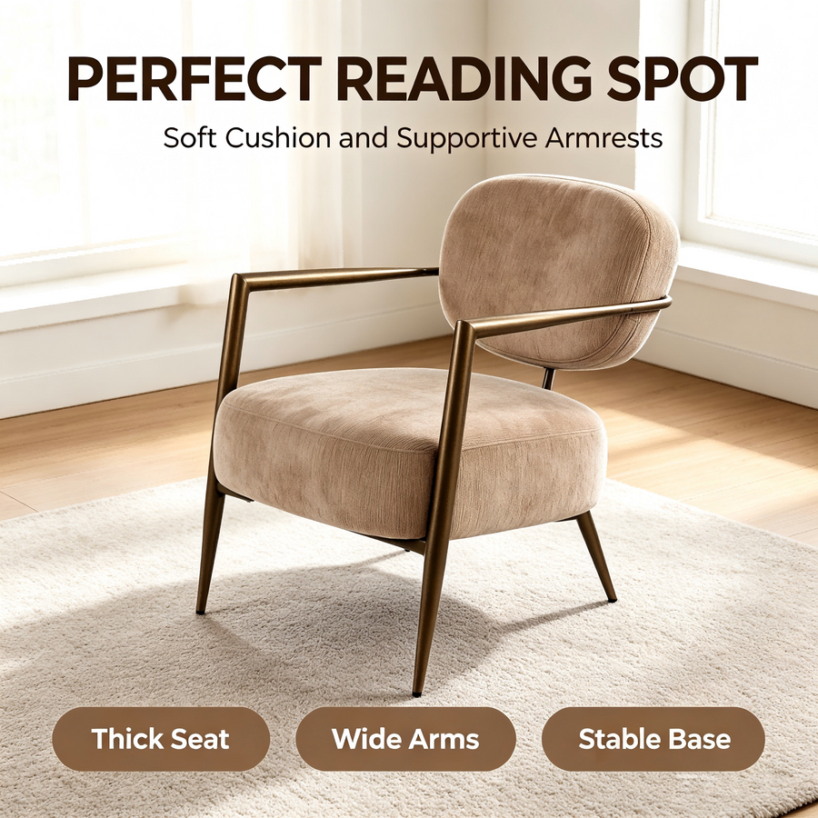 Camel metal frame accent chair