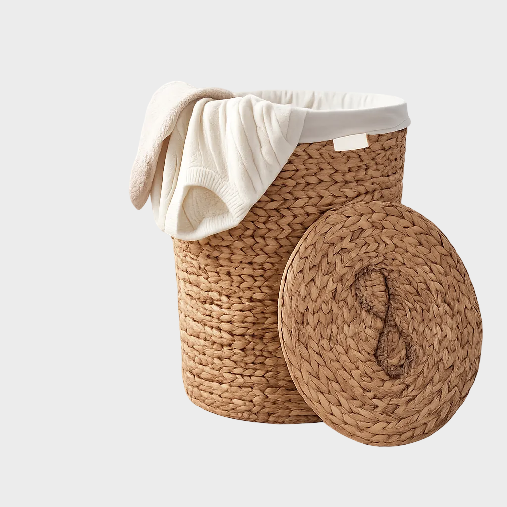Water Hyacinth Woven Wicker Laundry Hamper 18"