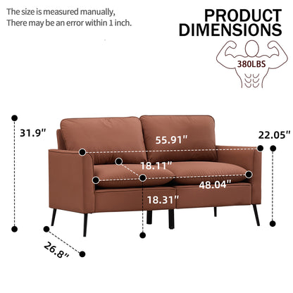Retro Faux Leather Brown Loveseat