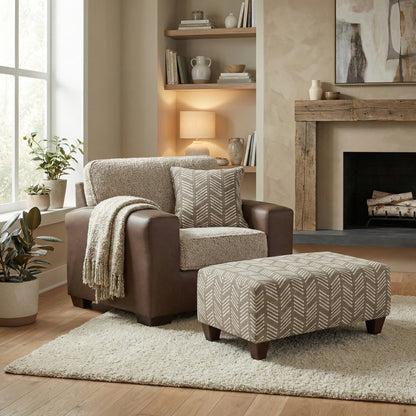 Brown Faux Leather Sofa Set