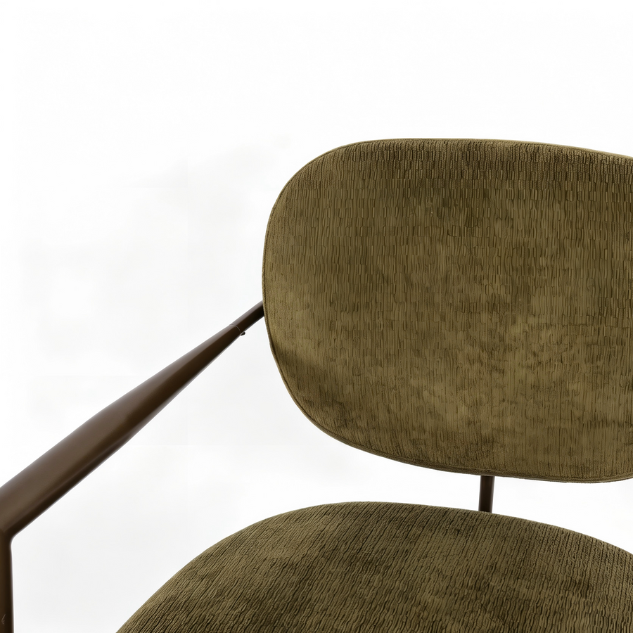 Green metal frame accent chair