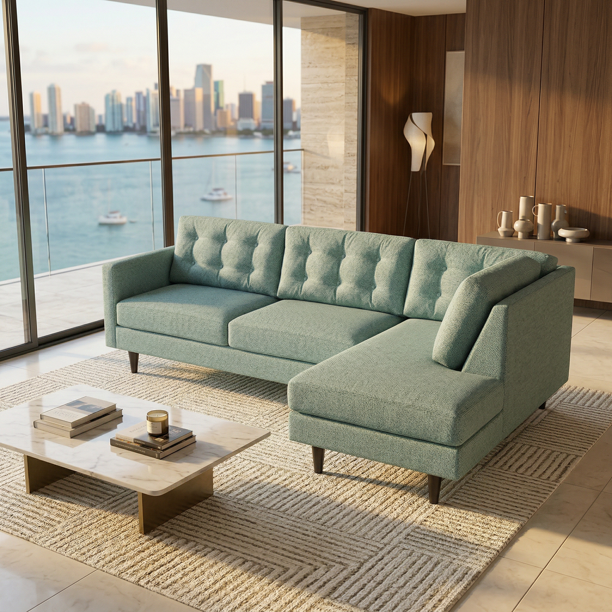 Seafoam Sage sectional sofa