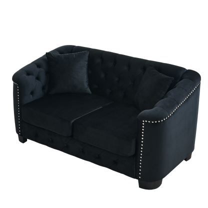 Velvet Chelsfield 5 seater Sofa Set Black 