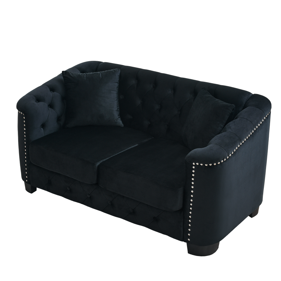Velvet Chelsfield 5 seater Sofa Set Black 