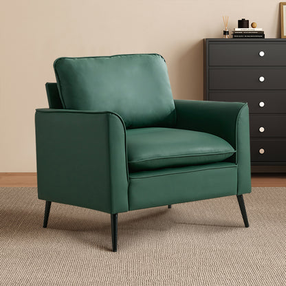 Green Leather Upholstered Sofa Chair 2PC Casual Living Room Balcony Bedroom Lounge Set