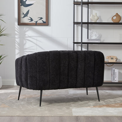 Pash Chenille Black Love Seats with wooden leg