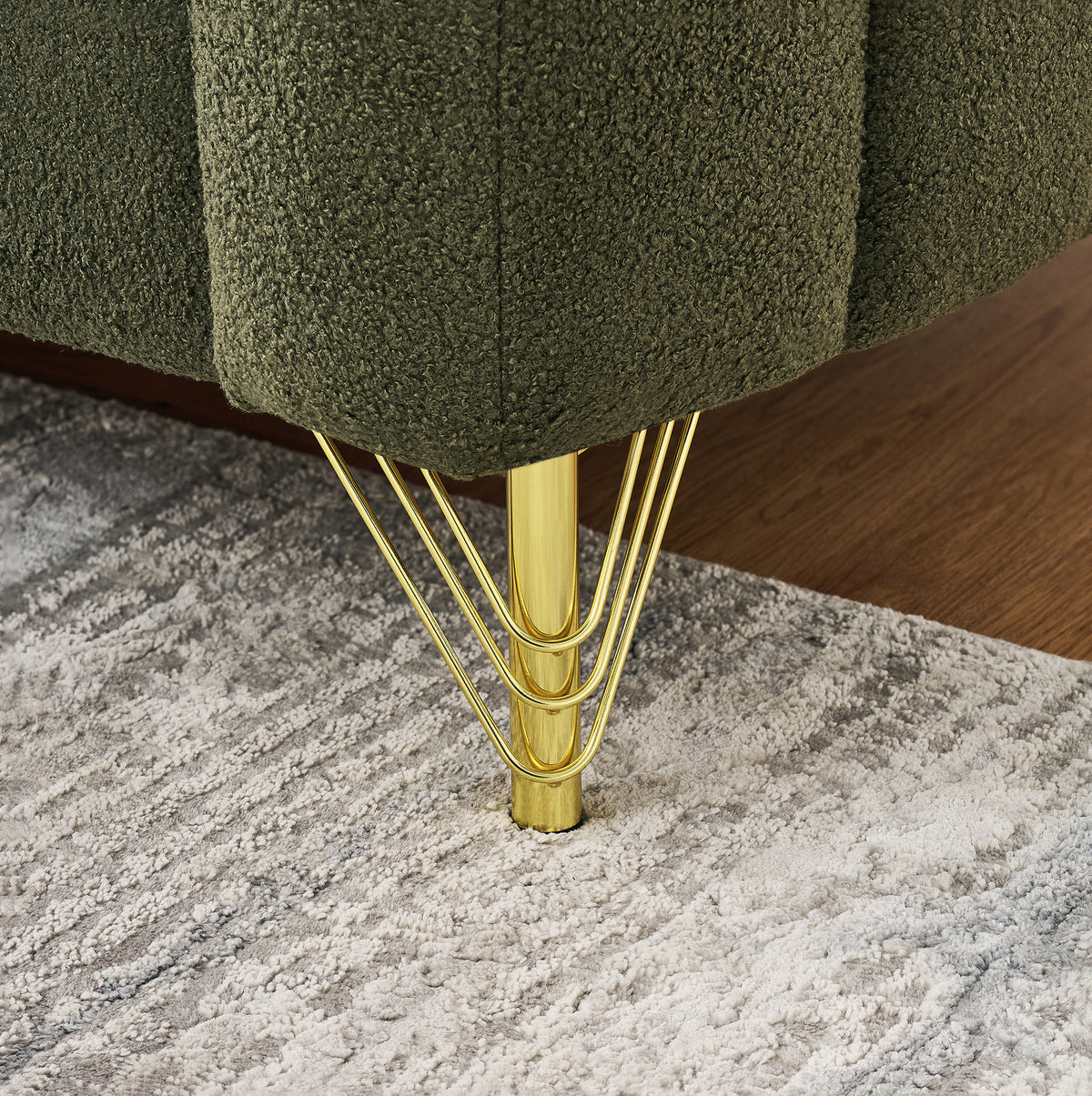 61' Teddy Loveseat Sofa ,Luxury 2 Seater Deep Couch,Modern Tufted Couch, Gold Metal Legs Sofa for Living Room, Bedroom, Apartment (Green)