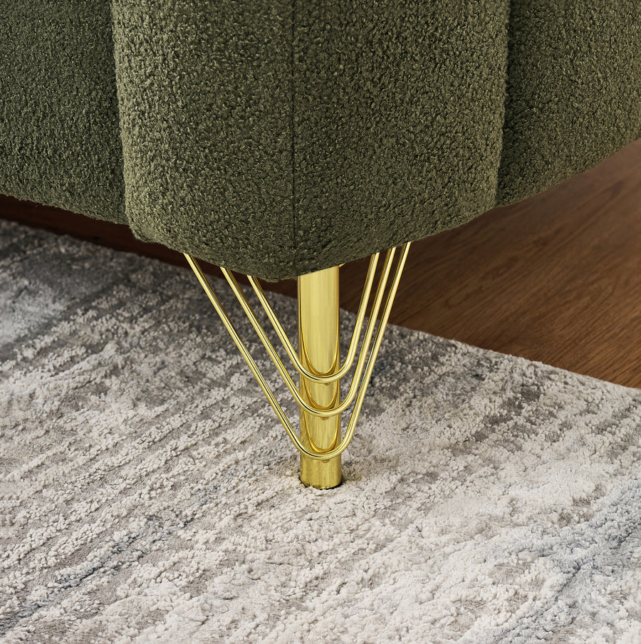 61' Teddy Loveseat Sofa ,Luxury 2 Seater Deep Couch,Modern Tufted Couch, Gold Metal Legs Sofa for Living Room, Bedroom, Apartment (Green)