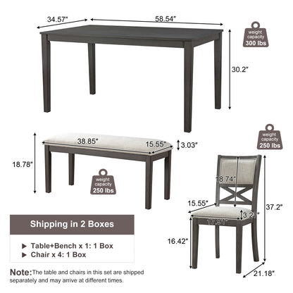 Dallas beige dark gray 6 Piece Dining Set