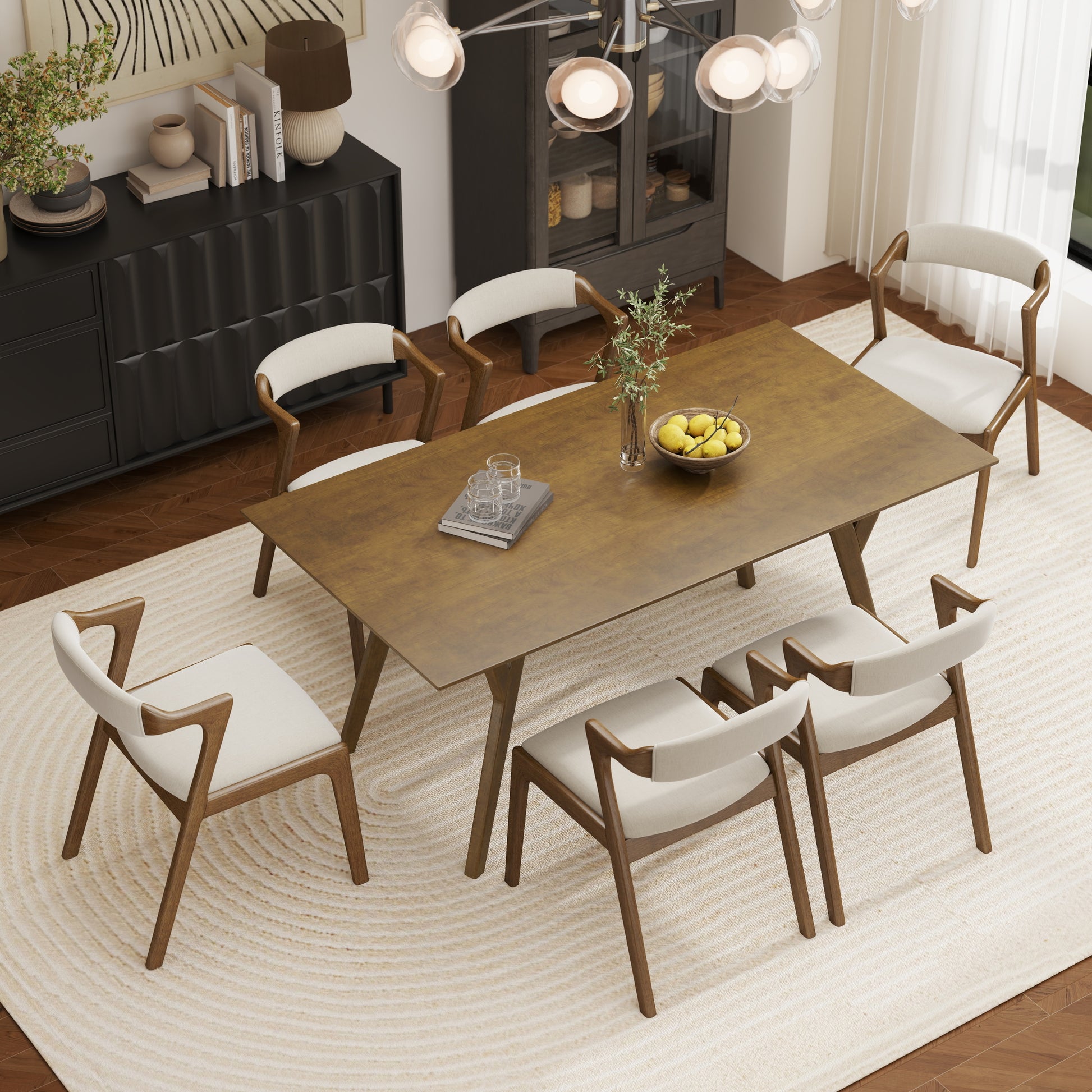 6 Seater 7 piece walnut dining set