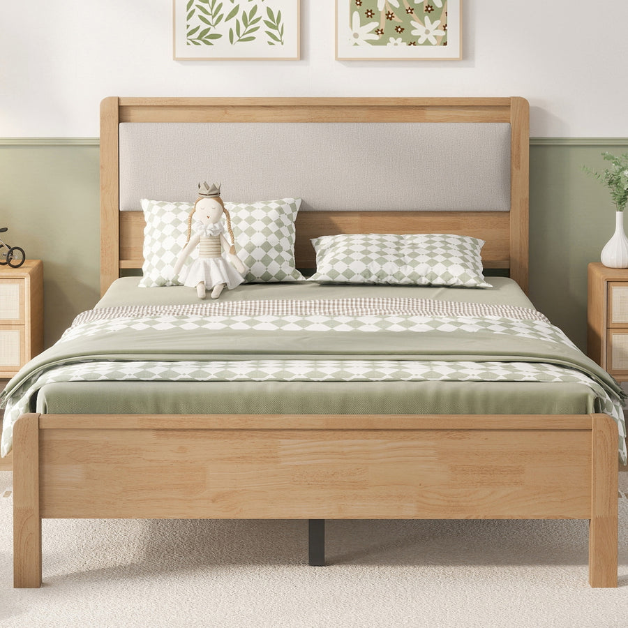 Boxer natural Bed with Upholstered Headboard