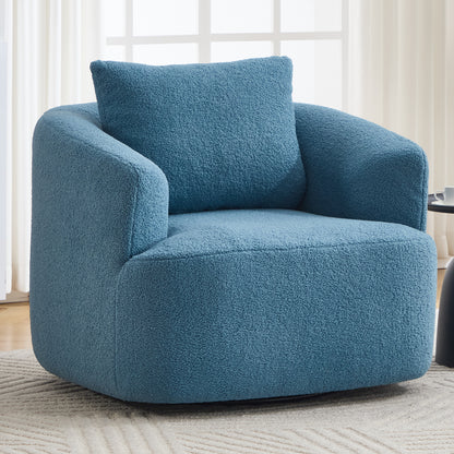 360° Swivel Round Upholstered Comfy Chair With One Soft Pillow