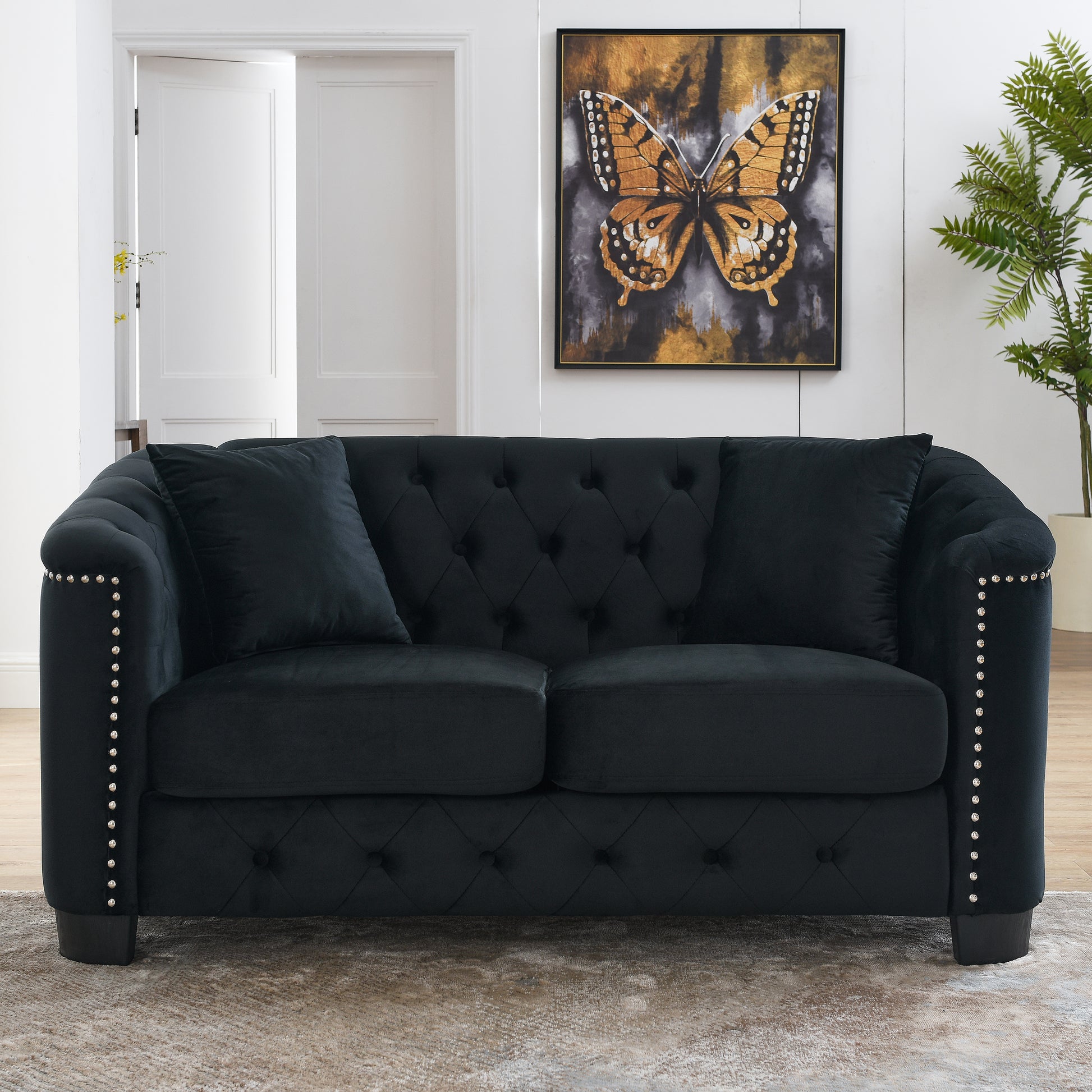 Velvet Chelsfield 5 seater Sofa Set Black 