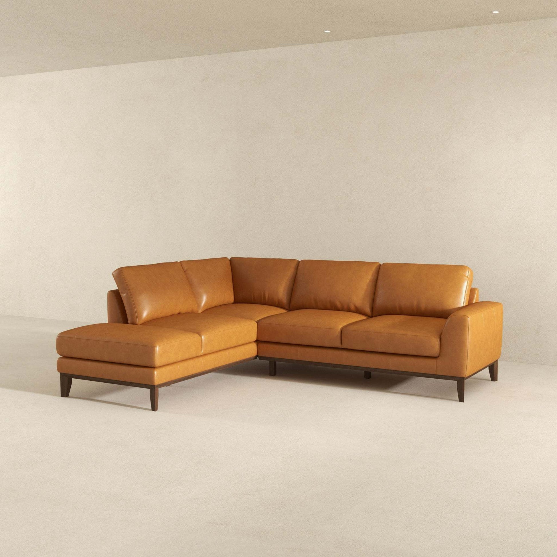 Left Facing Leather Sectional Sofa
