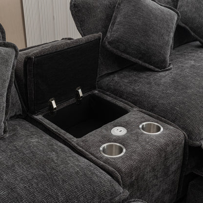 Gray Sectional Sofa with Ottoman