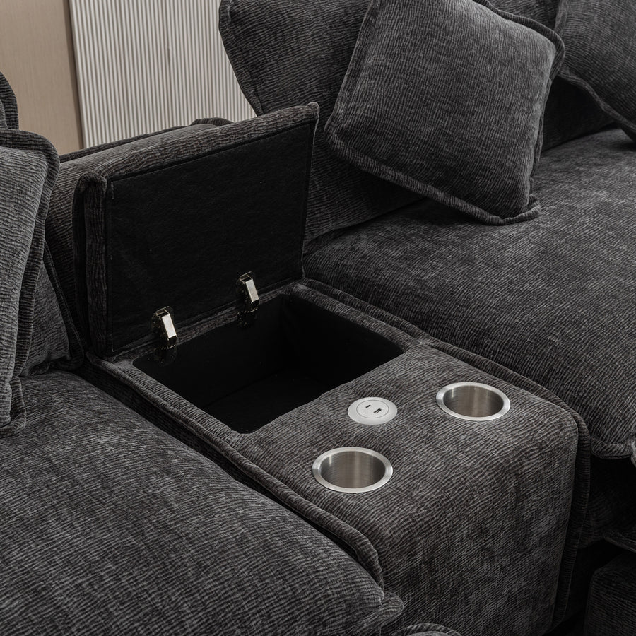Gray Sectional Sofa with Ottoman