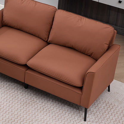 Retro Faux Leather Brown Loveseat