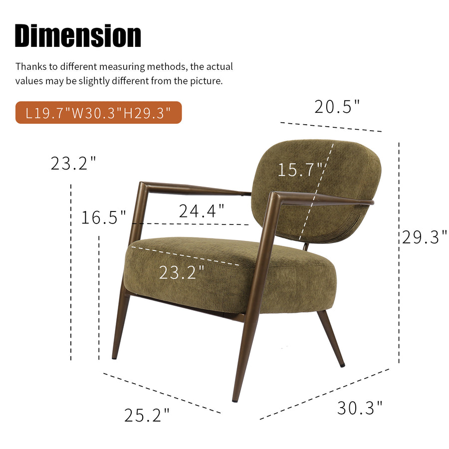 Green metal frame accent chair