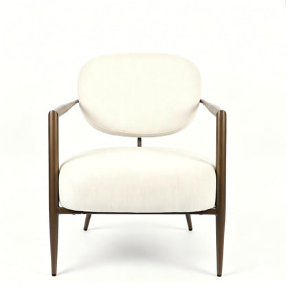 White metal frame accent chair