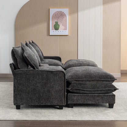 Gray Sectional Sofa with Ottoman