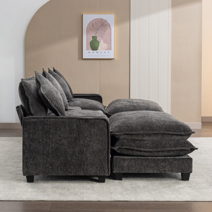 Gray Sectional Sofa with Ottoman