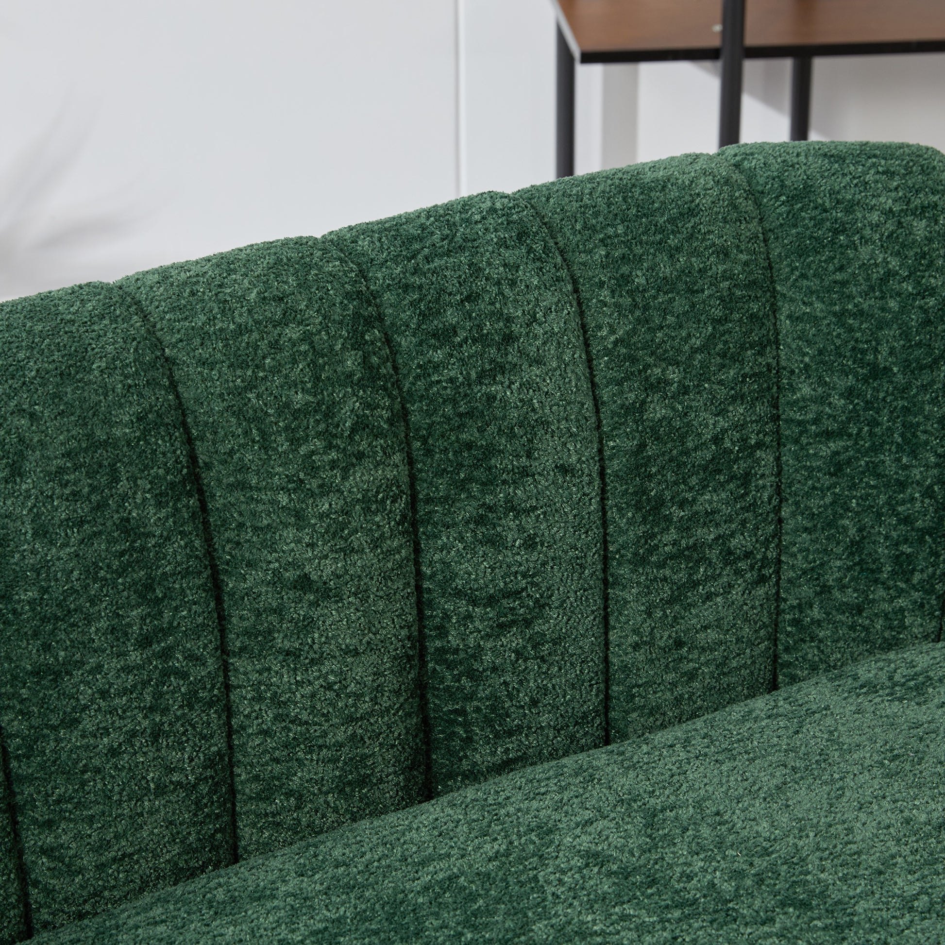 Pash Chenille Dark Green Love Seats with wooden leg