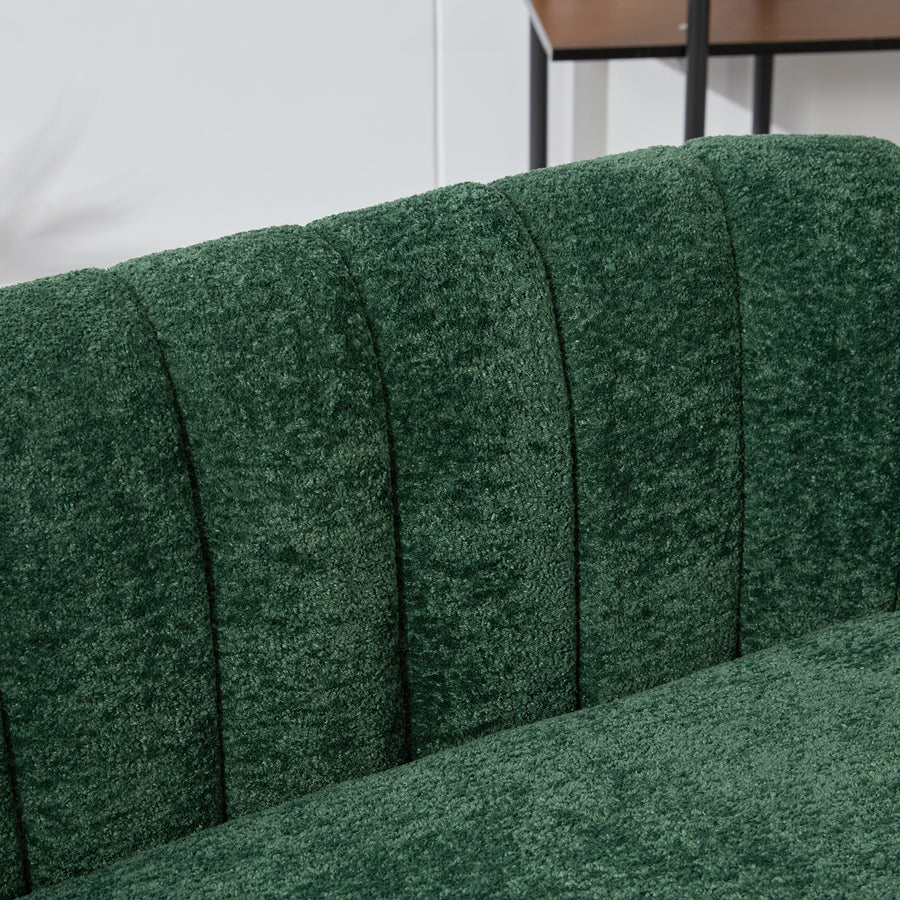 Pash Chenille Dark Green Love Seats with wooden leg