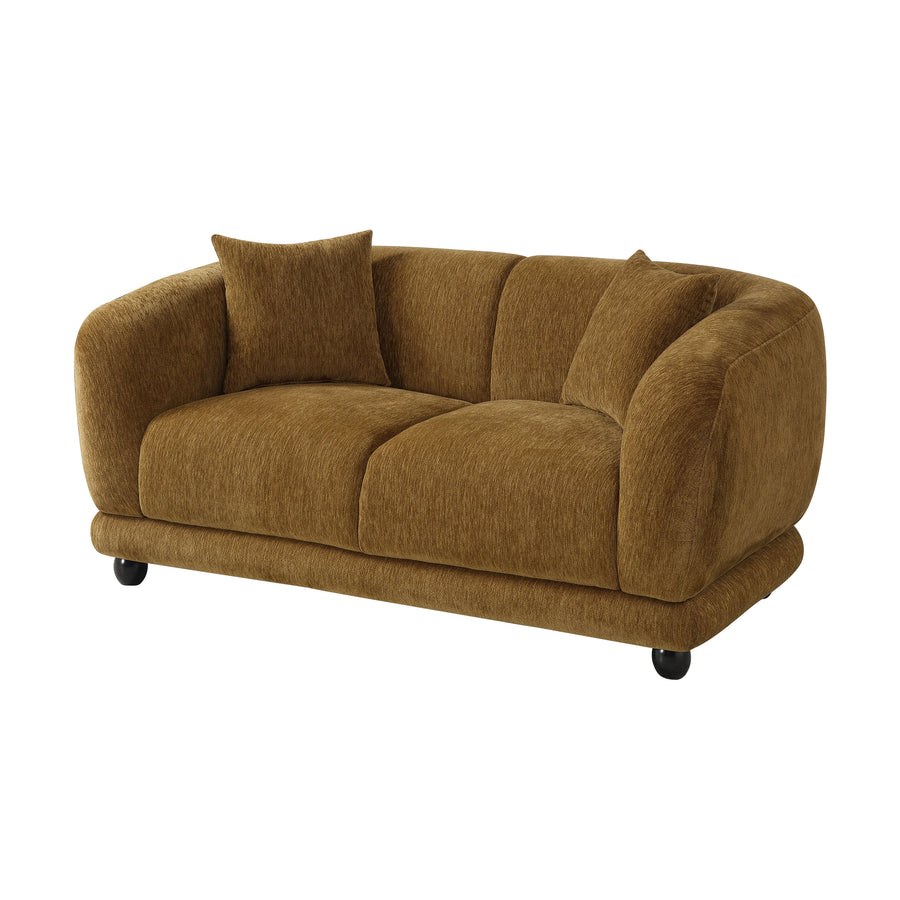 Lennox Brown Chenille Loveseat w/2 Pillows