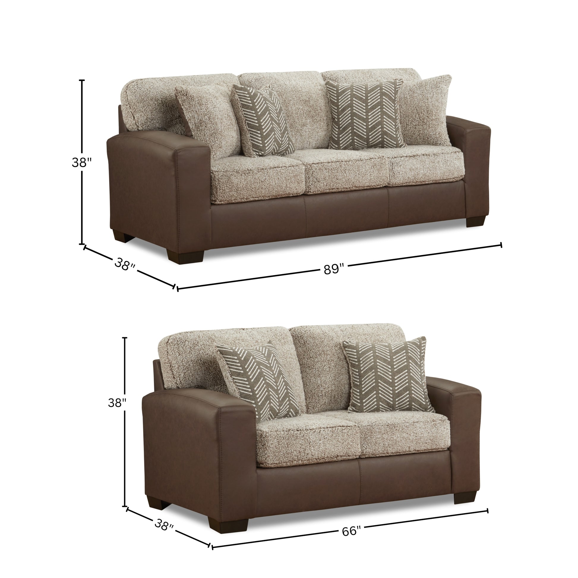 Brown Faux Leather Sofa Set