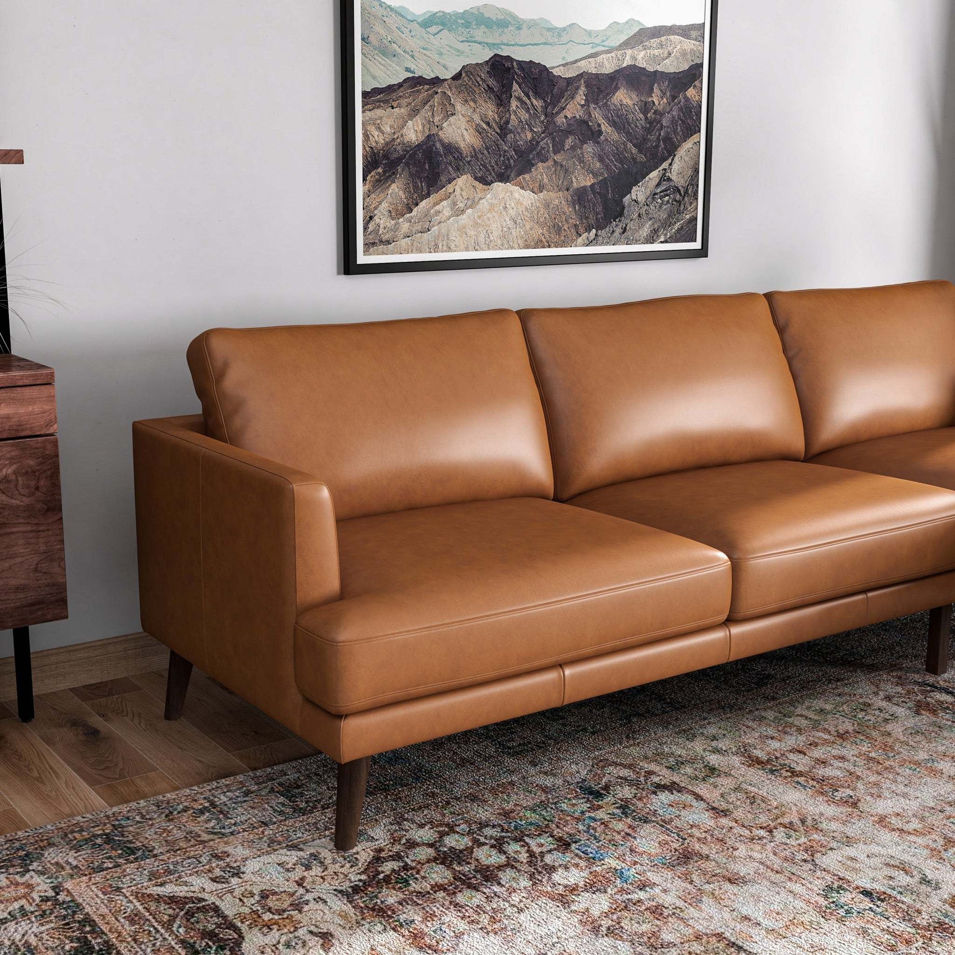 Lored  L-Shaped Genuine Leather Sectional Sofa Right Facing