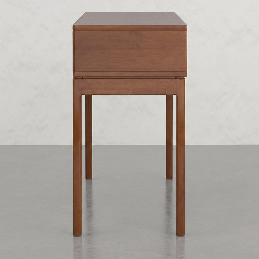 Alderglen 54 inch Wide Solid Wood Mid-Century Modern Console Sofa Table in Teak Brown