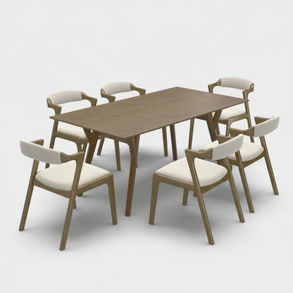 6 Seater 7 piece walnut dining set